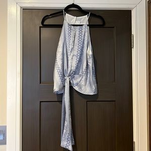 Halter top with keyhole  and faux tie in front